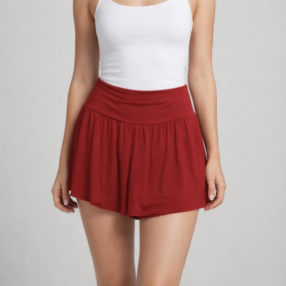 Soothfeel Women’s Red Swim Flowy Ruffle Swim Skirt Size XL